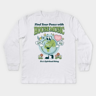 HOUSE MUSIC  - Find Your Peace (green) Kids Long Sleeve T-Shirt